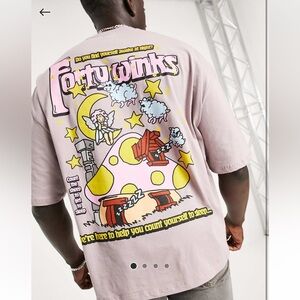 ASOS Design Oversized T-Shirt in Purple with Mushroom Back Print